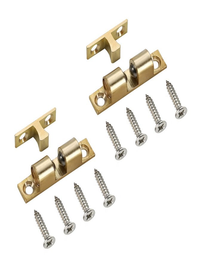 Yinpecly 2pcs Brass Cabinet Door Closet Double Ball Tension Latch Catch Hardware Fitting for Cabinet Closet Furniture Door, 1.38 inch Length Copper Tone - Image 1